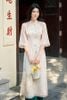 Áo Dài Cách Tân Tay Lửng Thêu Hoa GIIAN