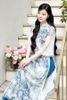 Áo Dài Cách Tân Tay Lửng Họa Tiết GIIAN