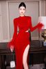 Đầm Midi Đính Hoa Xẻ Tà GLAMDOLL