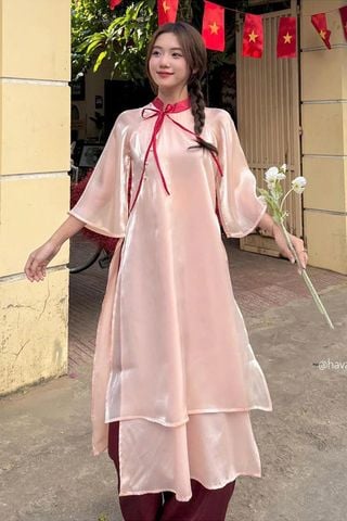 Áo Dài Cách Tân Nữ Thắt Nơ Cổ MINCOS