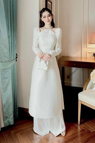 Áo Dài Cách Tân Tay Dài Cổ Yếm HAVU