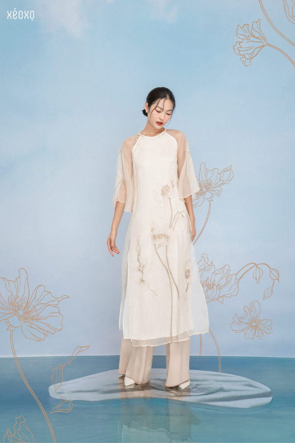 Áo Dài Cách Tân Hoa Chúc XÉO XỌ