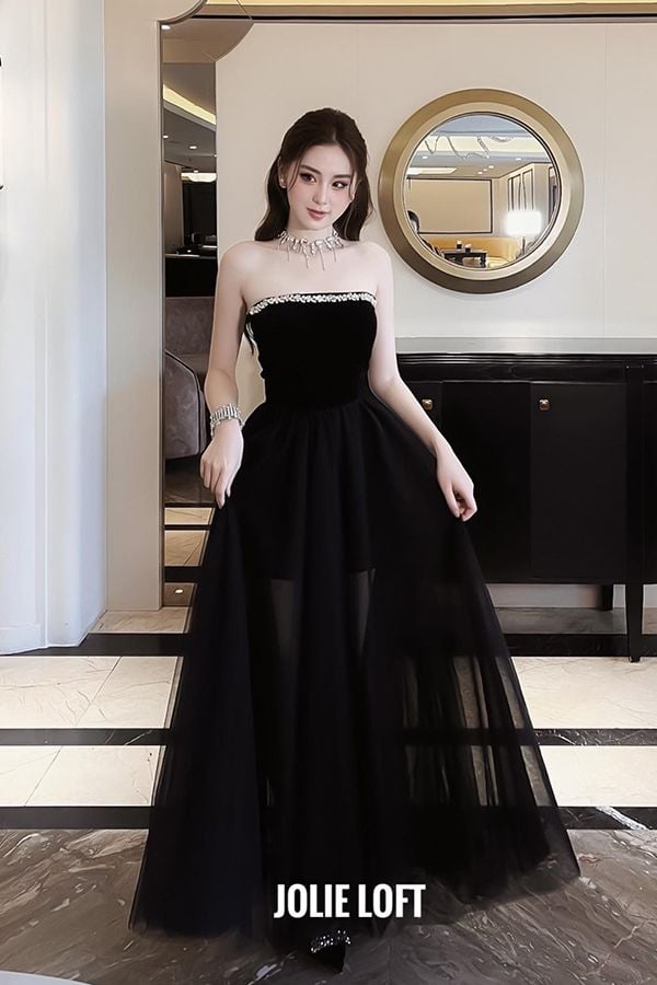 Đầm Midi Cúp Ngực Đính Đá JOLIE LOFT