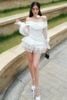 Đầm Ngắn Trễ Vai Tay Dài Hestia JOSÉPHINE