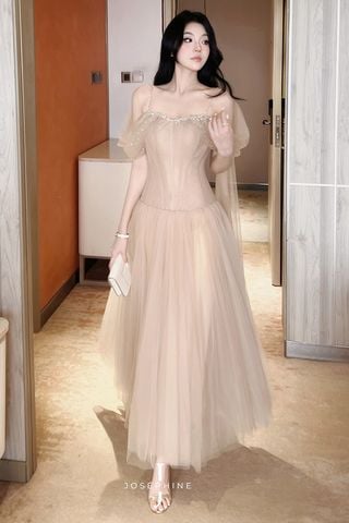 Đầm Midi Hai Dây Đính Đá Cateline JOSÉPHINE