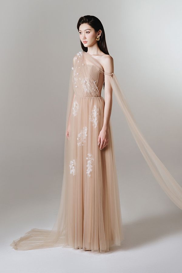 Đầm Maxi Lệch Vai Thêu Hoa Artemis JOSÉPHINE