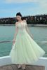 Đầm Midi Cổ Yếm Đính Hoa Dáng Xòe JOSÉPHINE