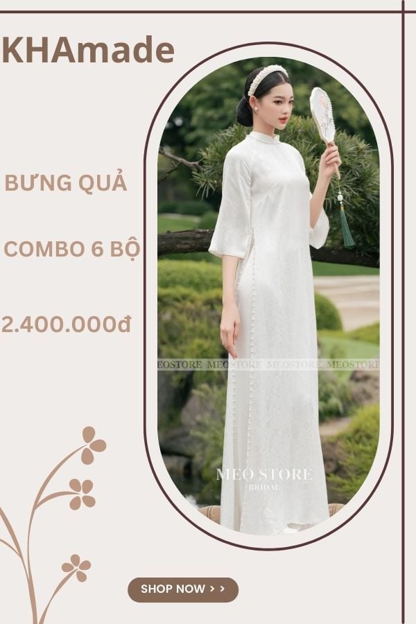 Áo Dài Cách Tân Tay Lửng Combo Bưng Quả 6 Bộ KHAMADE
