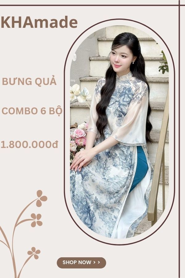 Áo Dài Cách Tân Tay Lửng Combo Bưng Quả 6 Bộ KHAMADE