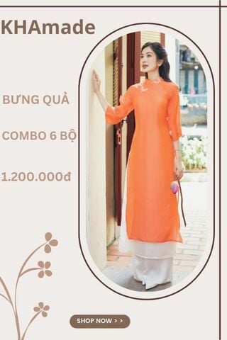 Áo Dài Cách Tân Dáng Suông Tay Xòe Cổ Trụ Combo Bưng Quả 6 Bộ KHAMADE