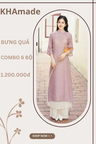 Áo Dài Cách Tân Dáng Suông Tay Xòe Combo Bưng Quả 6 Bộ KHAMADE