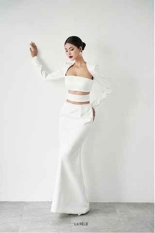 Đầm Midi Dáng Suông Tay Dài Cut-Out LA RÉLIE