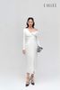Đầm Midi Tay Dài Lệch Vai LALLEE