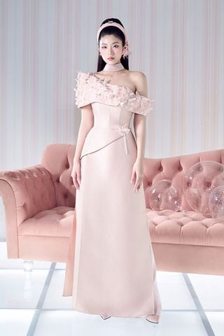 Áo Dài Cách Tân Lệch Vai Đính LAM KHUE DESIGN