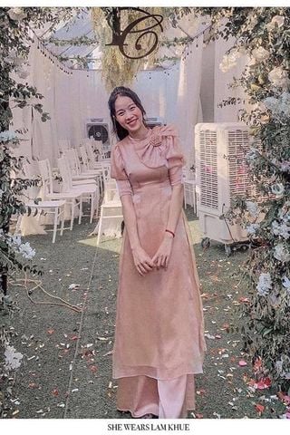 Áo Dài Tay Lửng Đính Hoa LAM KHUE DESIGN