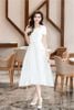 Đầm Midi Tay Ngắn Xếp Ly LARMES