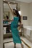 Đầm Midi Sequin Turquoise LÉGER
