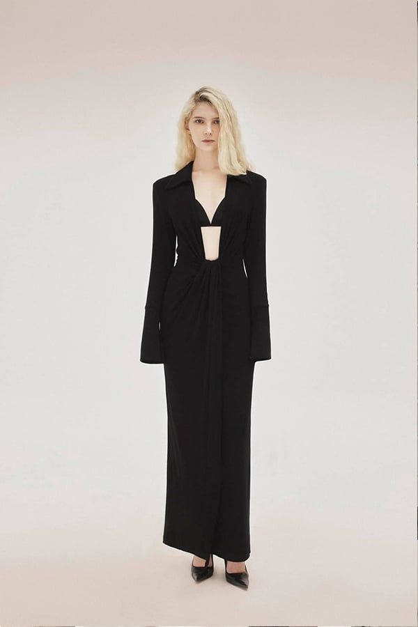 Đầm Midi Tay Dài Khoét Ngực L'ESPOIR