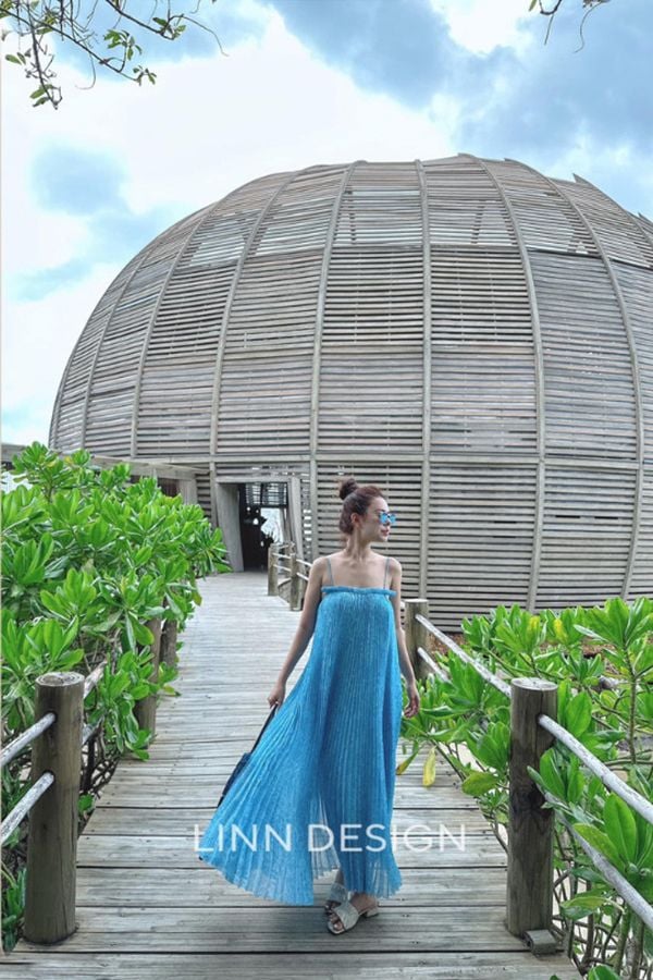 Đầm Maxi Hai Dây Xếp Ly LINN DESIGN