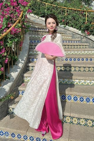 Áo Dài Cách Tân Tay Dài Họa Tiết LINN DESIGN