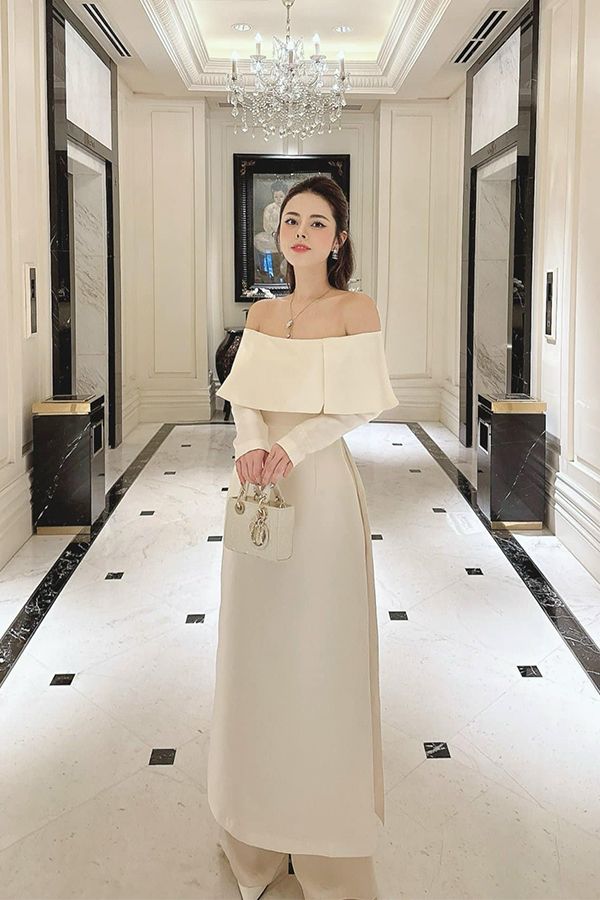 Áo Dài Trễ Vai Tay Dài LINN DESIGN