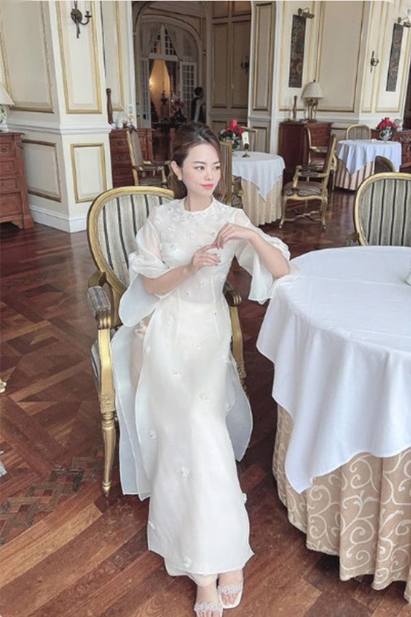 Áo Dài Tay Lửng Cổ Tròn MITA BOUTIQUE