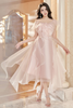 Đầm Dài Trễ Vai Đính Hoa Hồng Lưới LOVELYN