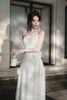 Đầm Midi Hai Dây Phối Nơ Trắng LOVELYN