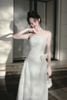 Đầm Midi Hai Dây Phối Nơ Trắng LOVELYN