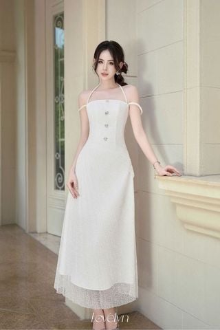Đầm Midi Hai Dây Trắng Luna LOVELYN