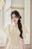 Đầm Ngắn Tay Bồng Kem LOVELYN