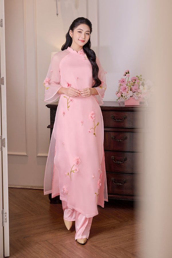 Áo Dài Tay Lửng Thêu Hoa MADDY HATES ROSE