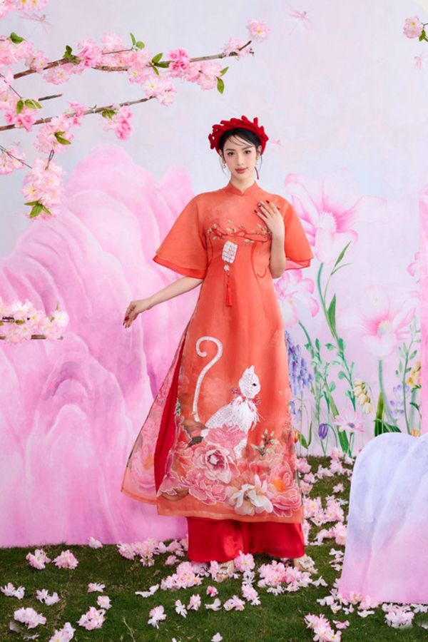 Áo Dài Cách Tân Hồng Miêu MADDY HATES ROSE