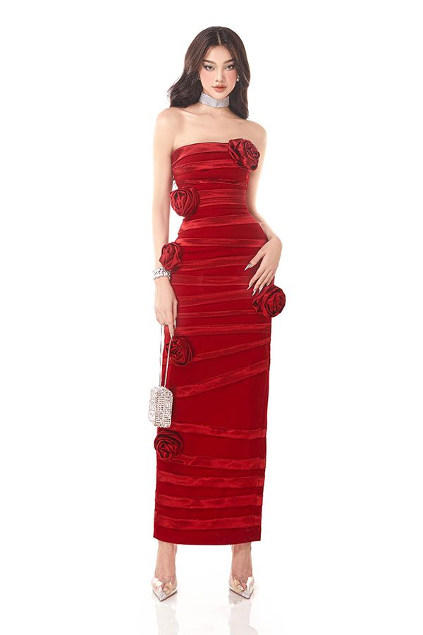 Đầm Midi Đính Hoa Dáng Suông MAEL FEMME