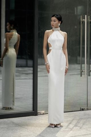 Đầm Maxi Cổ Yếm Cut-out Trắng MAEL FEMME