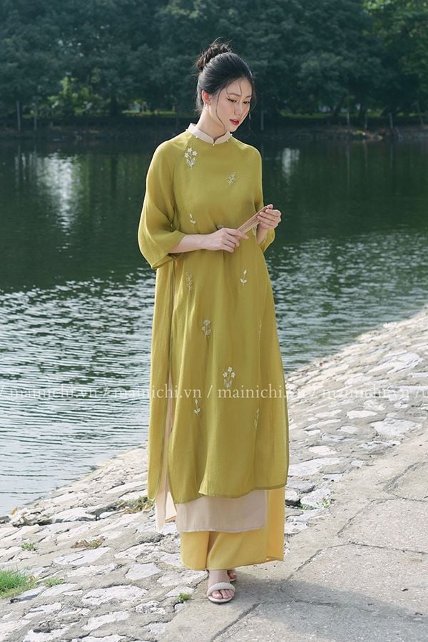Áo Dài Cách Tân Thêu Hoa MAINICHI DESIGN