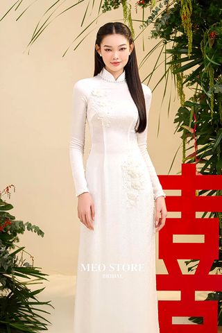 Áo Dài Truyền Thống Họa Tiết Nổi AD00036 MEO STORE