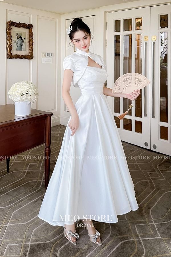 Đầm Midi Ngắn Tay Dáng Xòe MEO STORE