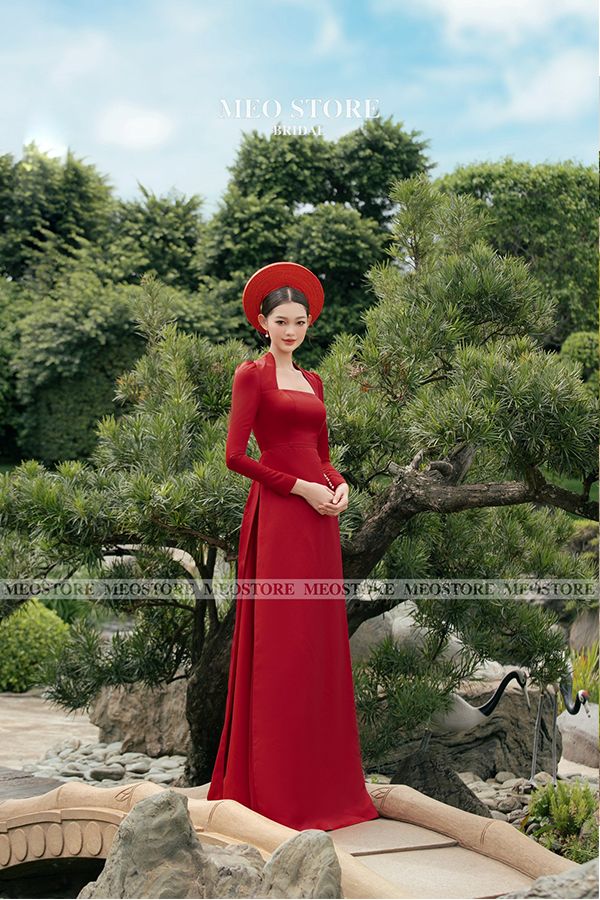 Áo Dài Cổ Vuông Tay Dài MEO STORE