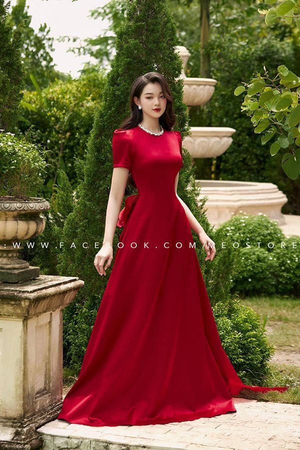 Đầm Maxi Cổ Tròn Tay Ngắn MEO STORE