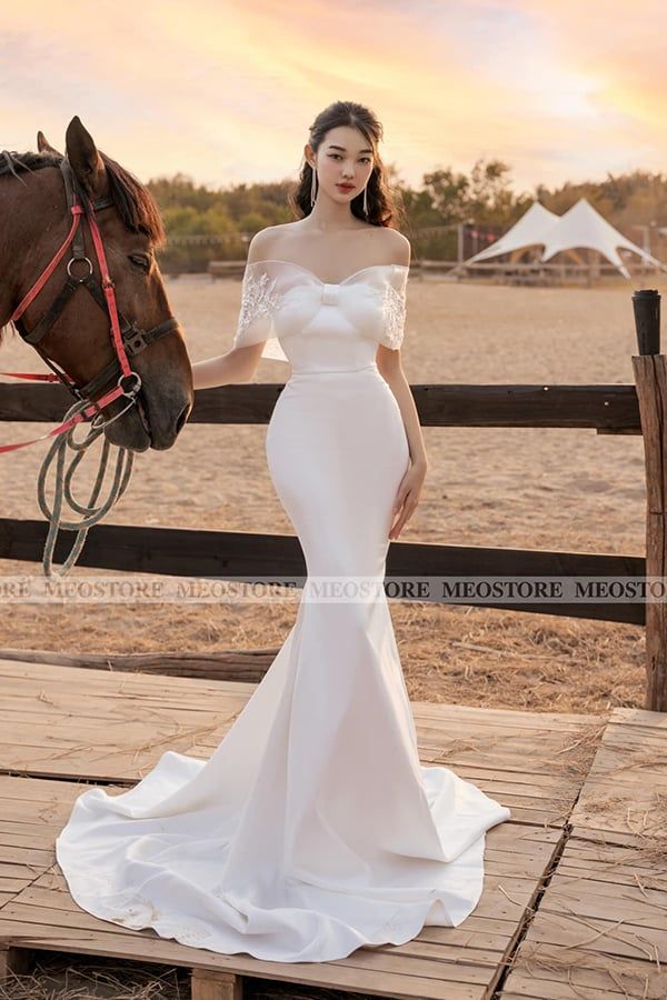 Đầm Maxi Trễ Vai Nơ Kiểu MEO STORE