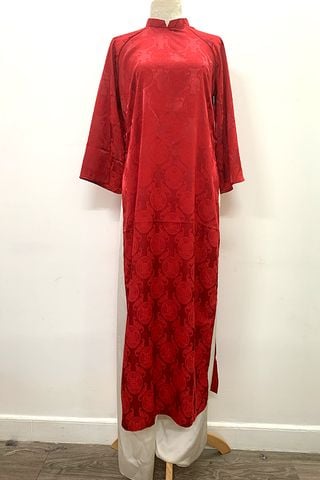 Áo Dài Nữ Cách Tân Họa Tiết Đỏ MINCOS