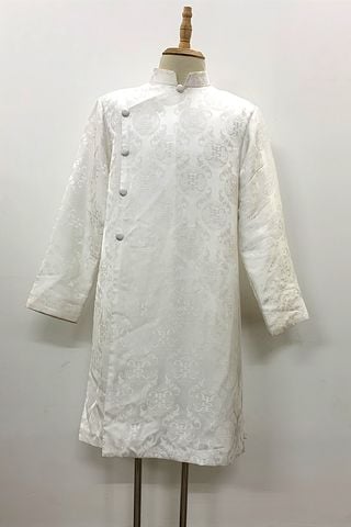 Áo Dài Cách Tân Nam Họa Tiết Trắng MINCOS