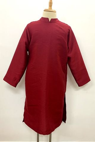 Áo Dài Nam Cách Tân Tay Dài Trơn Đỏ MINCOS