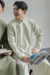 Áo Dài Cách Tân Nam Xám KHAMADE