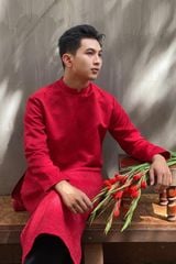 Áo Dài Cách Tân Nam Đỏ KHAMADE