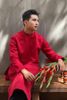 Áo Dài Cách Tân Nam Đỏ KHAMADE