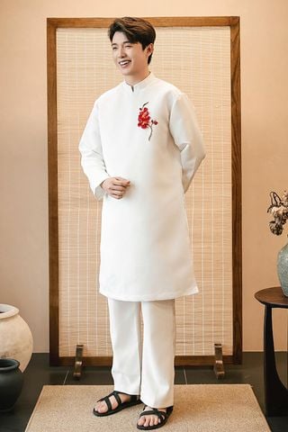 Áo Dài Cách Tân Nam Thêu Hoa KHAMADE