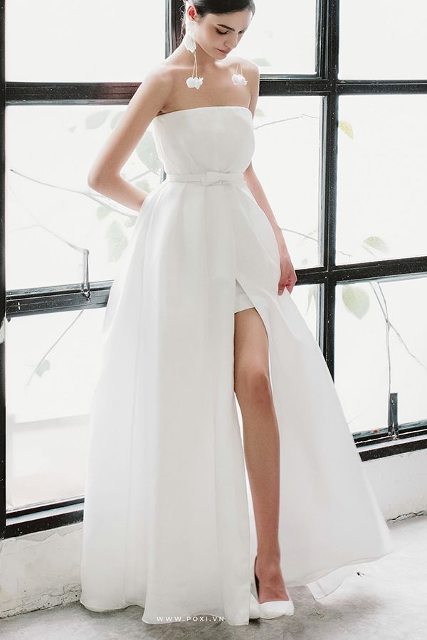 Đầm Midi Cúp Ngực Xẻ Tà POXI