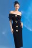 Đầm Midi Trễ Vai Đính Bướm Dáng Bút Chì RITARA CLOSET